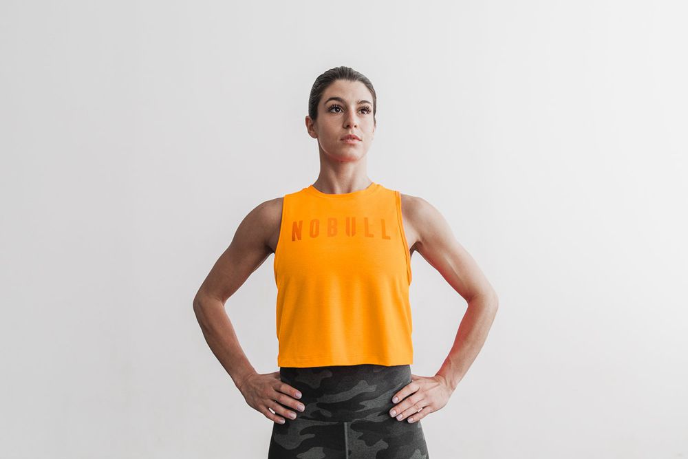 NOBULL Women's Muscle Tank Tops - Neon Orange - Ireland (4256FPBWN)